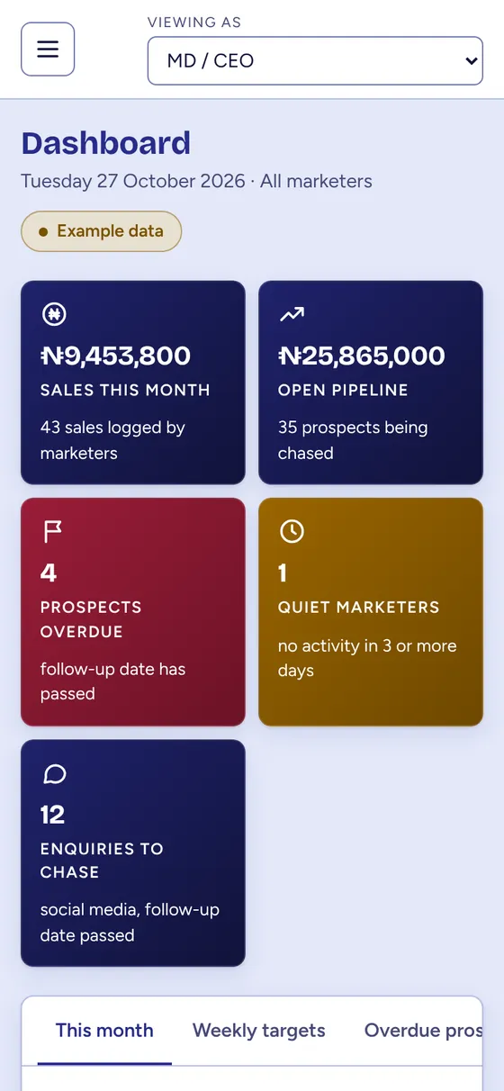Marketing CRM for a solar distributor on a phone