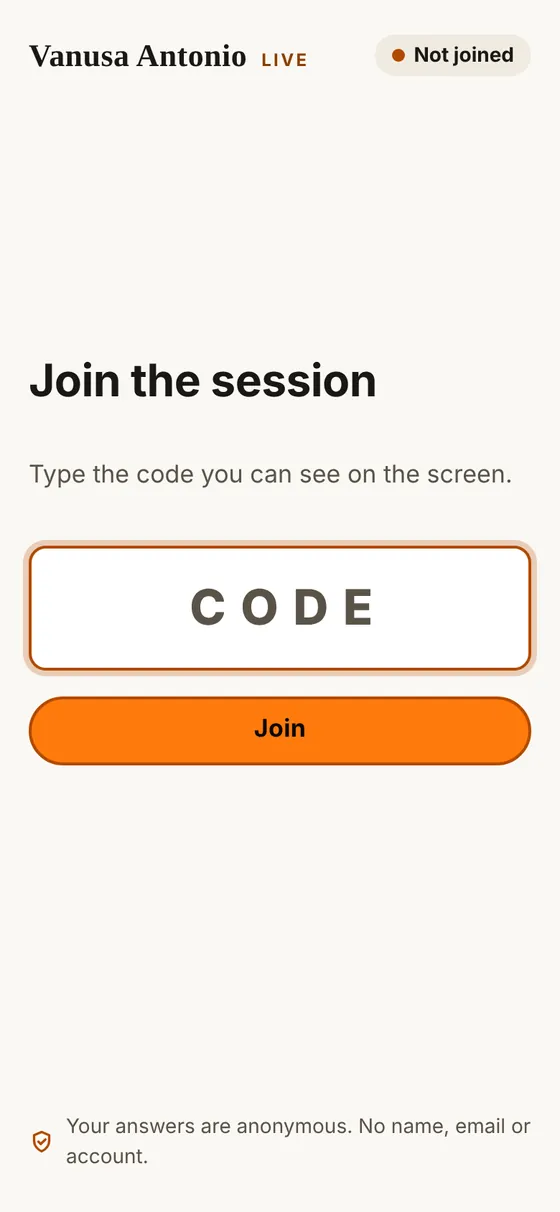 The real join screen