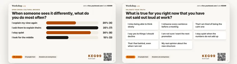 A live audience tool for workshops screenshot