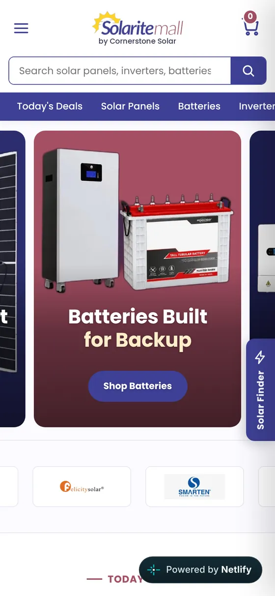 Solarite Mall, an online solar store on a phone