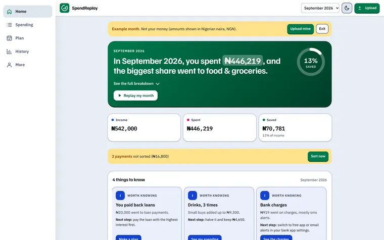 SpendReplay, a free expense tracker preview