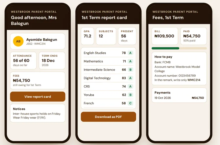The parent portal on a phone