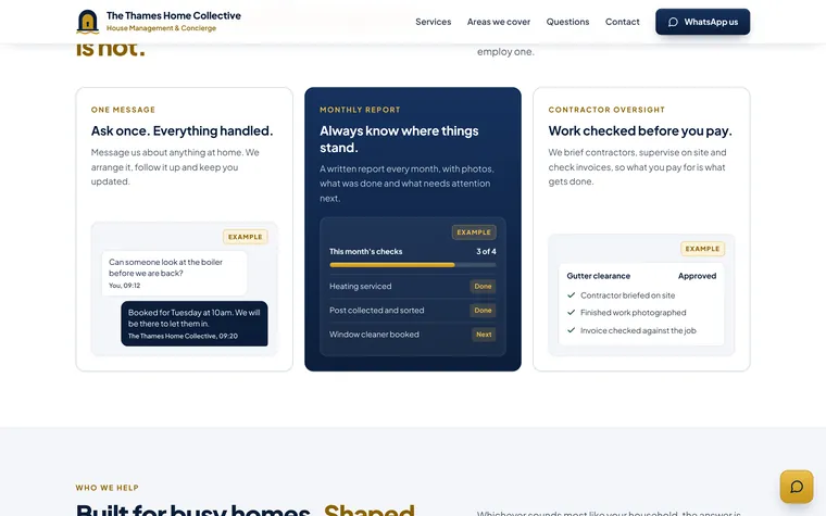 A sample monthly report and work checked before you pay